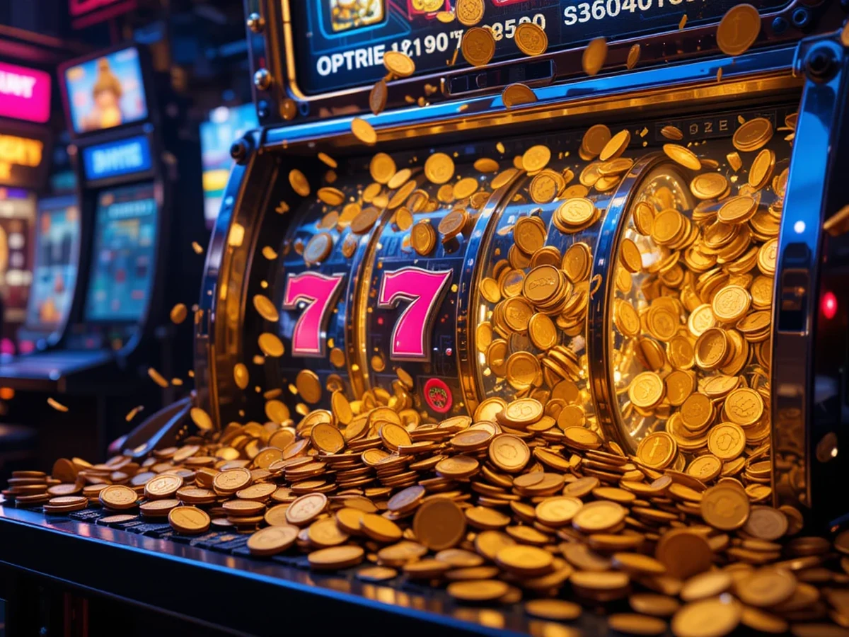 Tampilan permainan slot MEGA111 dengan reel dan simbol berwarna