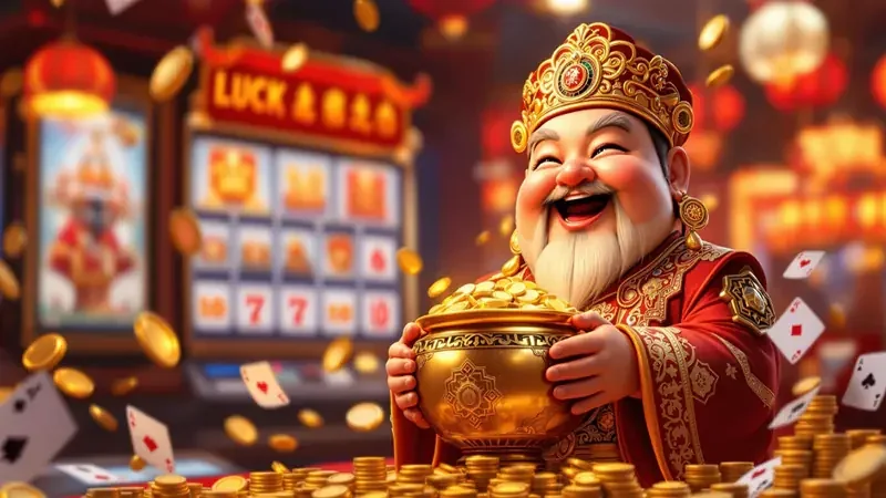 Reel slot digital dengan simbol permainan dan efek visual