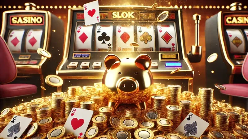 Layar video slot dengan simbol scatter dan animasi bonus